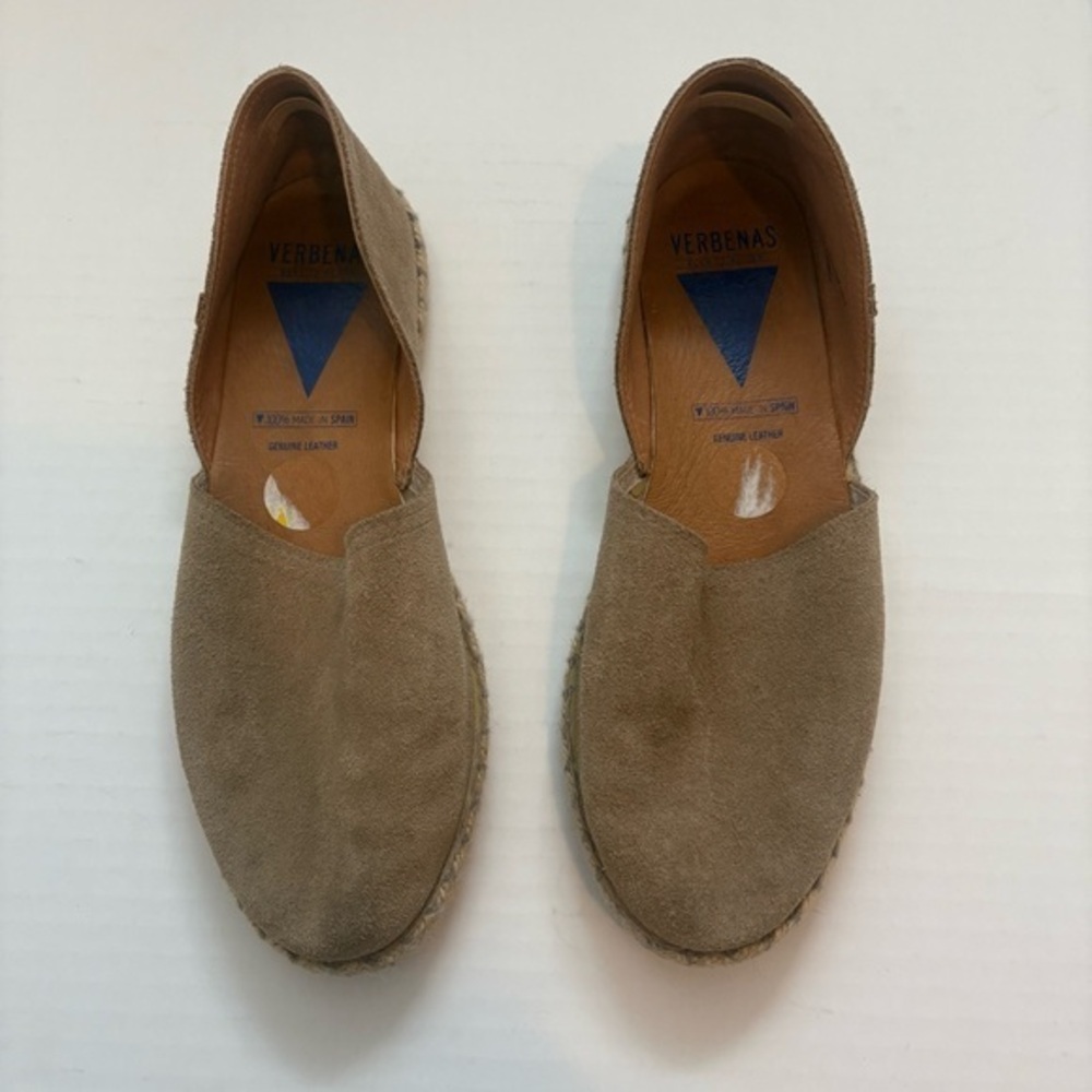 Verbenas Womens Carmen Espadrille Size 41 Taupe Gray Suede D’Orsay Flat Shoes